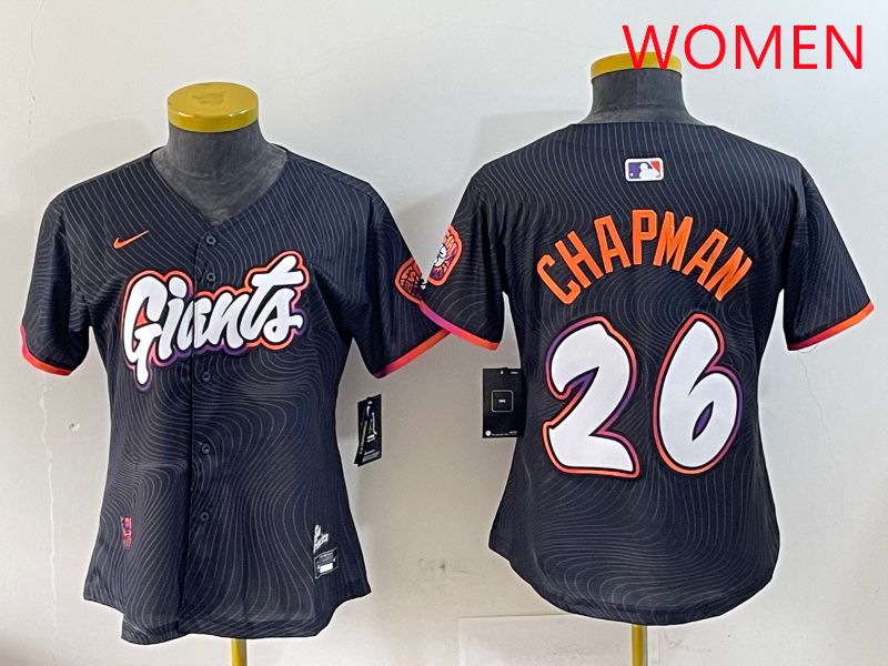 Women San Francisco Giants #26 Chapman Black Joint Name Nike 2025 MLB Jersey style 1